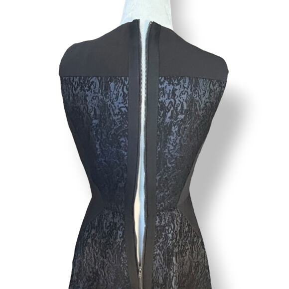 Aryn K Black Jacquard Fit Flare Sleeveless Navy Blue Cocktail Party Dress Small - Picture 5 of 8